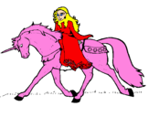 Desenho Princesa em unicórnio pintado por beatriz