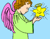 Desenho Anjo e estrela pintado por gabizinha