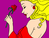 Desenho Princesa com uma rosa pintado por eloiza