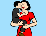 Desenho Beijo maternal pintado por thaile e gi