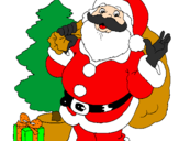 Desenho Santa Claus e uma árvore de natal pintado por diana