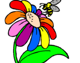 Desenho Margarida com abelha pintado por ana  laura