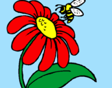Desenho Margarida com abelha pintado por jéssica