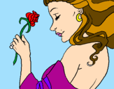 Desenho Princesa com uma rosa pintado por Inês 