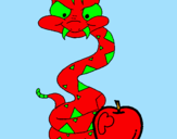Desenho Serpente e maçã pintado por cauã