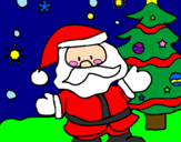 Desenho Papai Noel pintado por michelli e carol