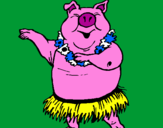 Desenho Porco havaiano pintado por Hannah Montana