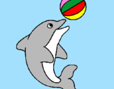 Desenho Golfinho a jogar com uma bola pintado por Delinha