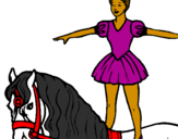 Desenho Trapezista em cima do cavalo pintado por Barbara