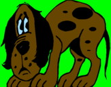 Desenho Cão assustado pintado por isabela