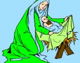 Desenho Nascimento do menino Jesús pintado por lourdes