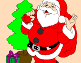 Desenho Santa Claus e uma árvore de natal pintado por Bianca