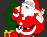 Desenho Santa Claus e uma árvore de natal pintado por Andressa