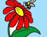 Desenho Margarida com abelha pintado por Sara