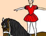 Desenho Trapezista em cima do cavalo pintado por Edinei