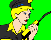 Desenho Polícia com um walkie pintado por beto