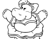 Desenho Hipopótamo com laço pintado por Caroço