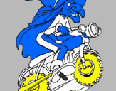 Desenho Bruxa numa moto pintado por coruja e rato