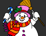 Desenho Boneco de neve com cachecol pintado por ana marques