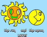 Desenho Sol e Lua pintado por suquinho
