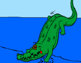 Desenho Crocodilo a entrar na água pintado por jacaré 
