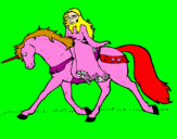 Desenho Princesa em unicórnio pintado por giovana
