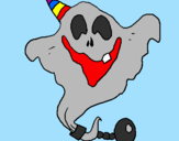 Desenho Fantasma com chapéu de festa pintado por Patricia
