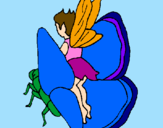 Desenho Duende e borboleta pintado por camila p