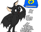 Desenho Morcego a recliclar pintado por rhayner