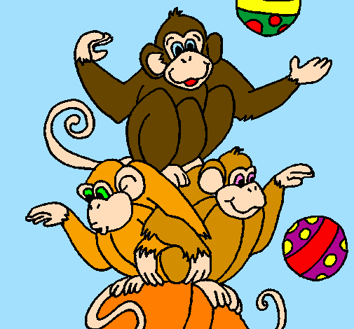 Desenho Macacos a fazer malabarismos pintado por bcj