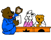 Desenho Professor urso e seus alunos pintado por vanusa