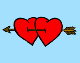 Desenho Dois corações com uma seta pintado por sofia 