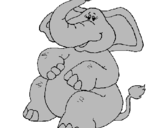 Desenho Elefante com a trompa levantada pintado por maxi