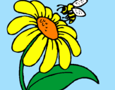 Desenho Margarida com abelha pintado por kat