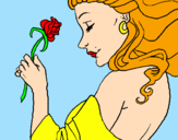 Desenho Princesa com uma rosa pintado por gabriela