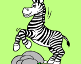 Desenho Zebra a saltar pedras pintado por onda