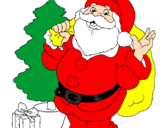 Desenho Santa Claus e uma árvore de natal pintado por samira ayumi