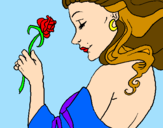 Desenho Princesa com uma rosa pintado por mariana