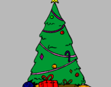 Desenho Abeto com adornos natalícios pintado por kq