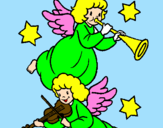 Desenho Anjos musicais pintado por greice p/ nara