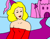 Desenho Princesa e castelo pintado por isabela