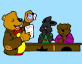 Desenho Professor urso e seus alunos pintado por vanuska