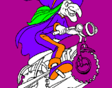 Desenho Bruxa numa moto pintado por giovana di...