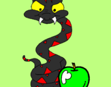 Desenho Serpente e maçã pintado por Beatriz