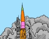Desenho Lançamento foguete pintado por clara