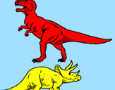 Desenho Tricerátopo e tiranossauro rex pintado por gabriel$$$$