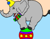 Desenho Elefante em cima de uma bola pintado por miguel