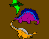 Desenho Três classes de dinossauros pintado por cauã