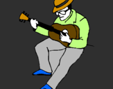 Desenho Guitarrista com chapéu pintado por joana monteiro