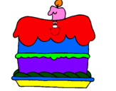Desenho Bolo de aniversário pintado por Emilia soto